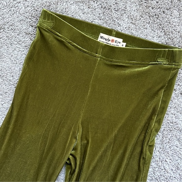 Miracle Eye Green Velvet Bell Bottom Flares - Picture 4 of 4